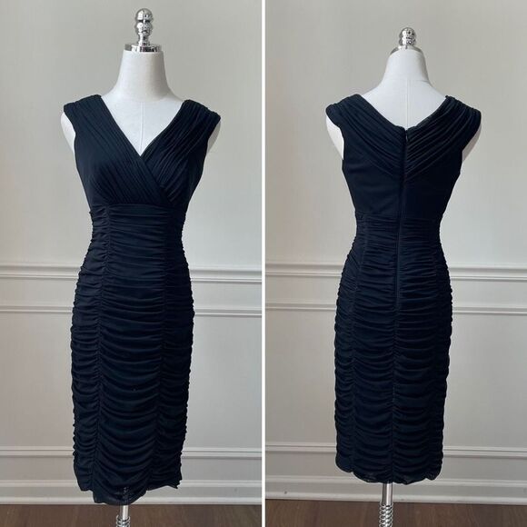 Tadashi Collection Little Black Dress Cocktail Shirred S - Picture 1 of 10